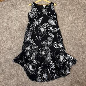 Chico's Silk Dress Large 2 Asymmetrical Layered Ruffles Dark Whimsygoth  Fairy